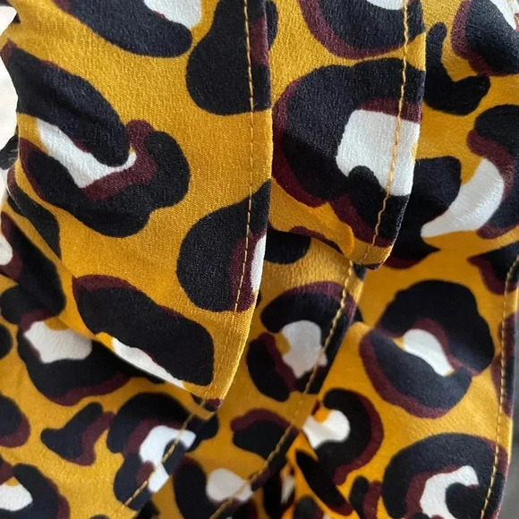 WHO What Wear Womens Ruffle Midi Leopard Cheetah Animal Print Dress XS - Picture 3 of 6
